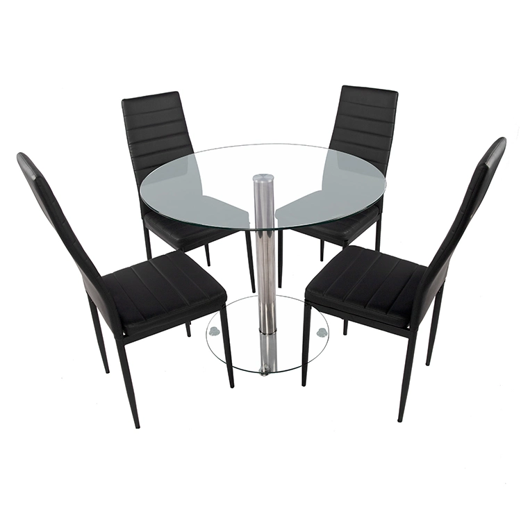 Modern Wholesale Round-Shape Table Garden Dining Tempered Glass Top Stainless Steel Leg Dining Table