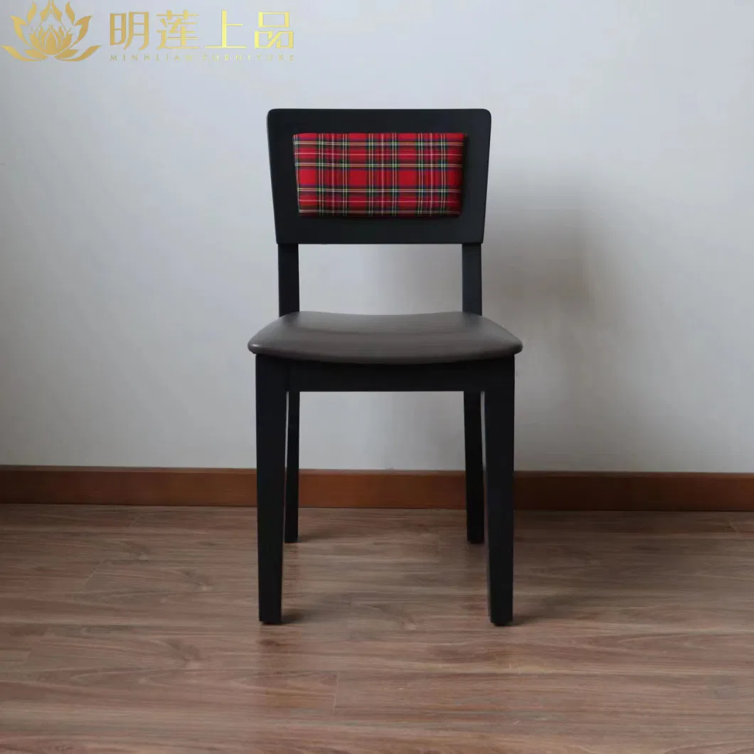 Modern Design Black Solid Wood Fabric Upholstered Restaurant Furniture Fast Food Furniture Dining Room Furniture Cafe Furniture Wooden Chair