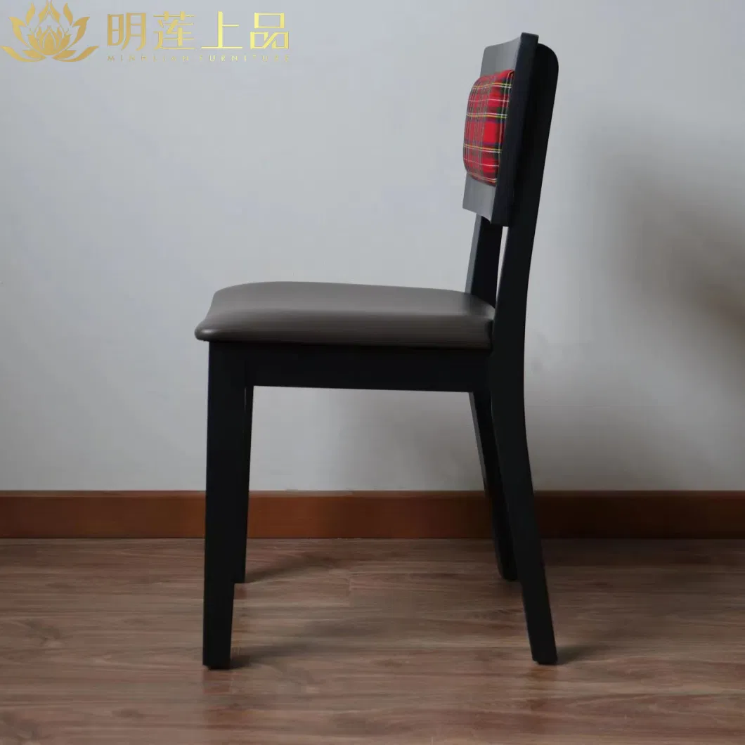 Modern Design Black Solid Wood Fabric Upholstered Restaurant Furniture Fast Food Furniture Dining Room Furniture Cafe Furniture Wooden Chair