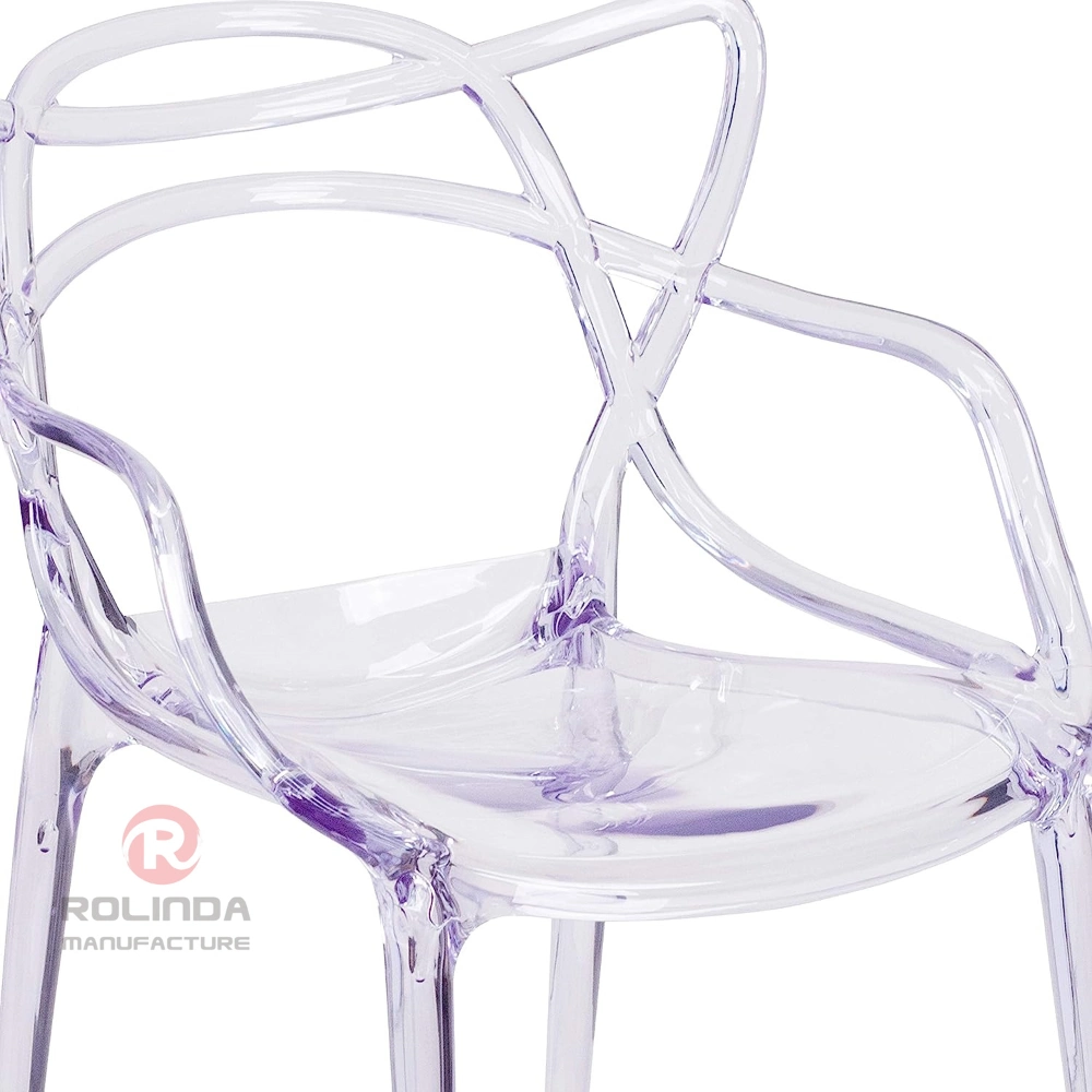 Hot Selling Acrylic Chair Dining Wedding Banquet Rental Plastic Beach Chair Transparent Fluid Style Stacking Side Chair