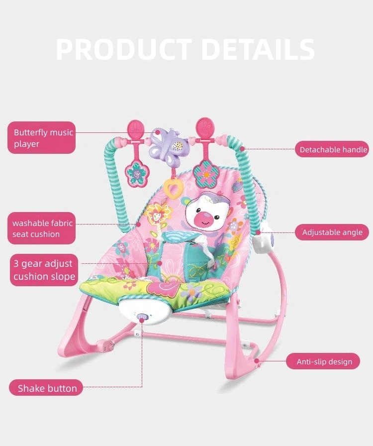 Indoor Home Use Cartoon Infant Sleeping Toy Soothing Baby Bouncer Swing Rocking Chair with Vibrating Music