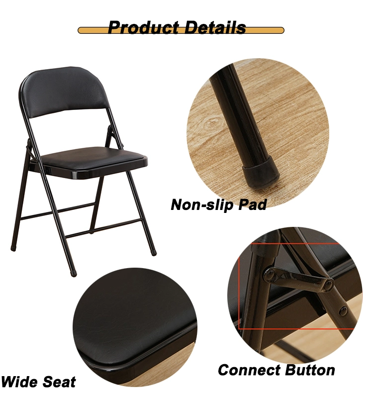 Wholesale Outdoor Meeting Room Living Room Office Furniture PU Seat Folding Chair Dining Chair for Home Garden Banquet Reception School