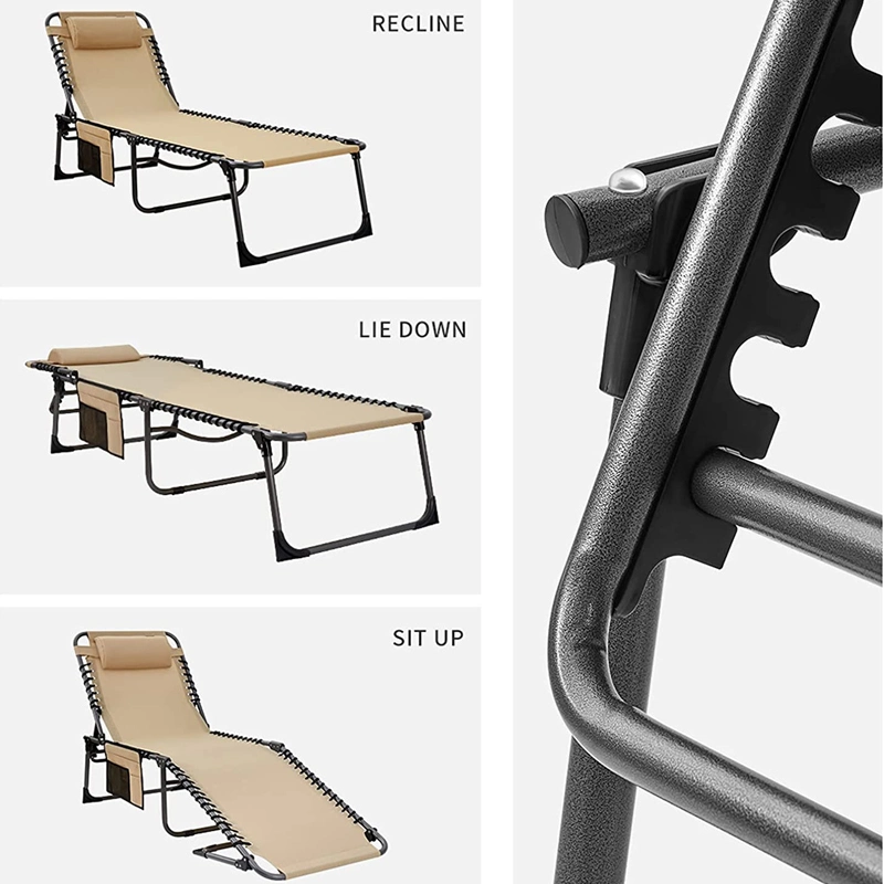 4-Position Chaise Lounger Chair Sun Recliner