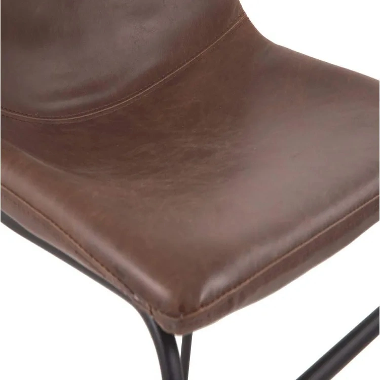 Mid Back Brown/Black Faux Leather Padded Dining Chair Armless Counter Stool