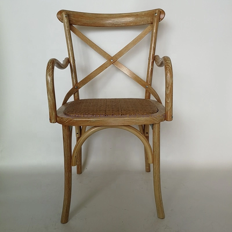 Wholesale Tuscan Bent Wooden X Back Vineyard Cross Back Arm Chair Oak Beech Wood X Back Chairs Armrest