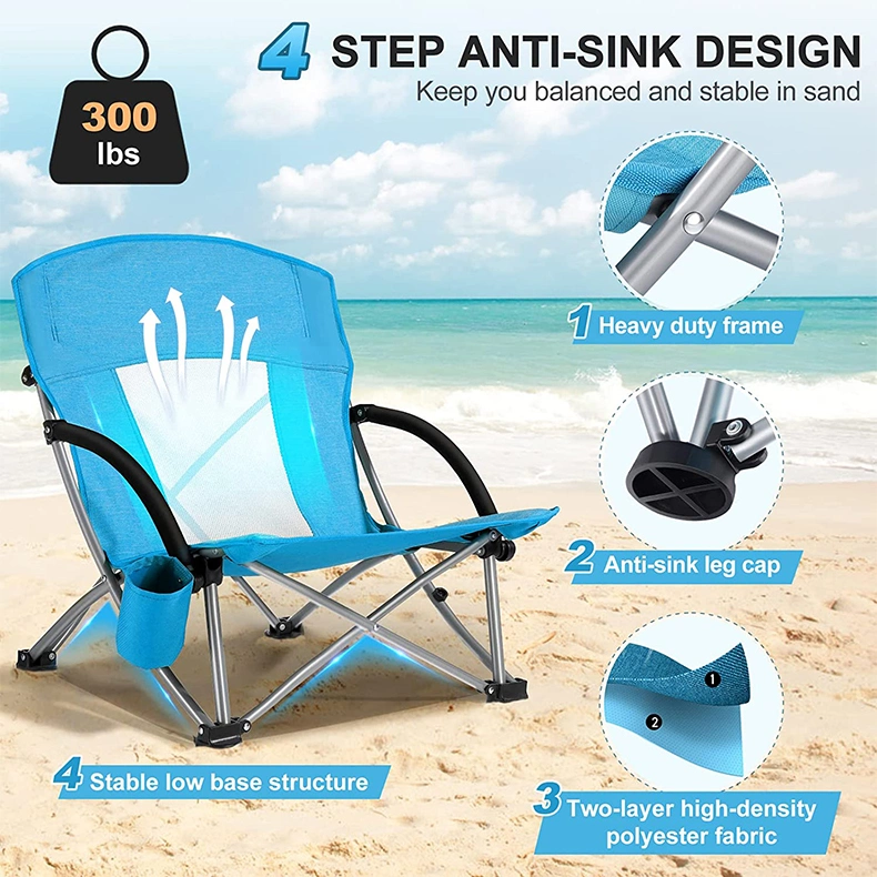 Customized Lightweight Aluminum Oxford Quick Open Fishing Moon Chair Camping Folding Beach Reclining Chair