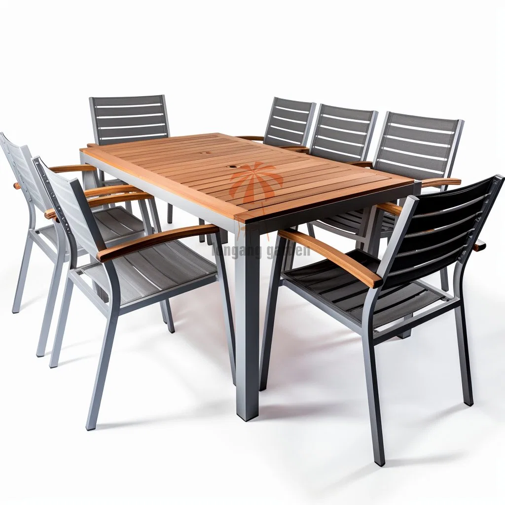 Outdoor Garden Furniture Sets Waterproof Dining Garden Plastic Wooden Outdoor Furniture Set