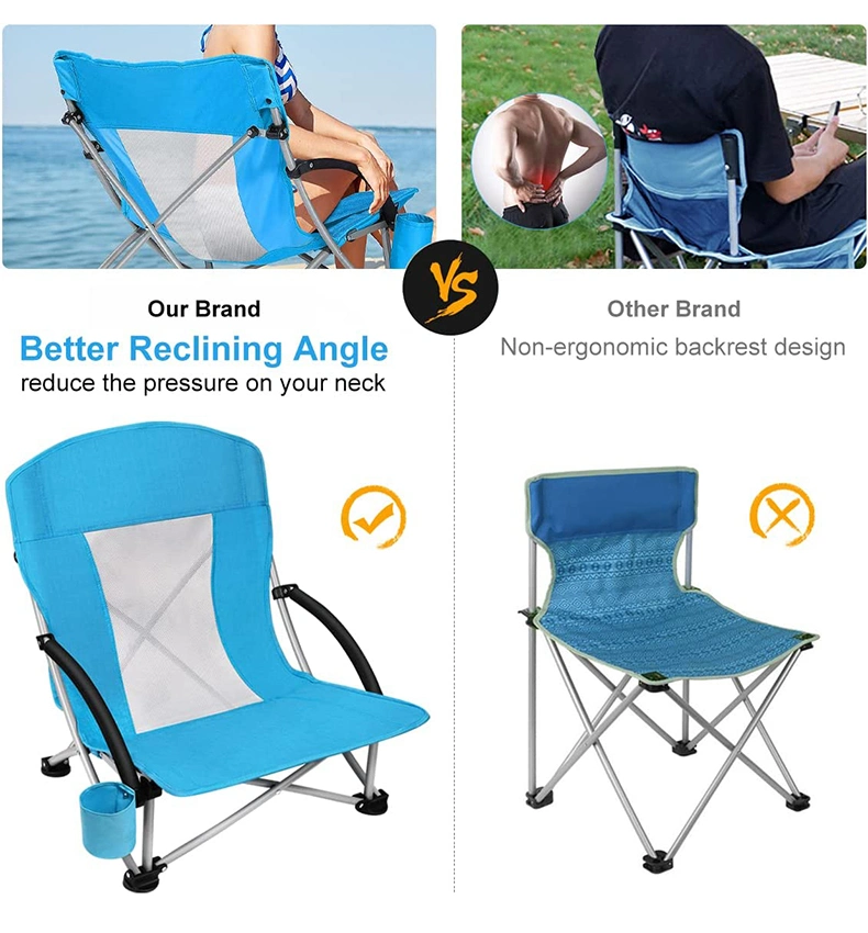 Customized Lightweight Aluminum Oxford Quick Open Fishing Moon Chair Camping Folding Beach Reclining Chair