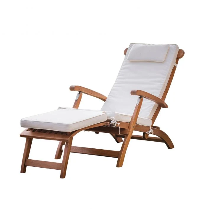 Patio Garden Furniture Courtyard Wooden Outdoor Lounger Pool Hotel Beach French Chaise Sun Lounge