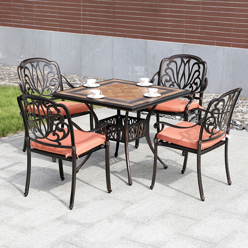 Tea Set 4 Piece Patio Conversation Set with Iron Alu Frame, Spun Polyester Fabric