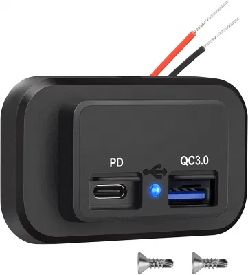 12V-24V Universal Dual USB Pd QC Quick Charger Car Cigarette Lighter Socket Splitter Charger Power Adaptor Outlet