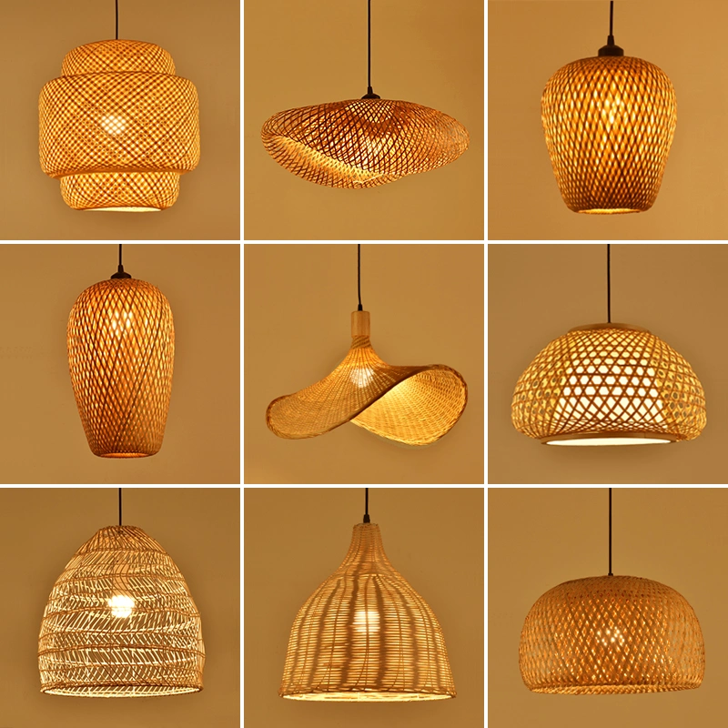 Modern Handmade Wicker Rattan Bamboo Pendant Lamp Ceiling Lighting Chandelier Dining Room Decoration Lamparas Living Room Zhongshan