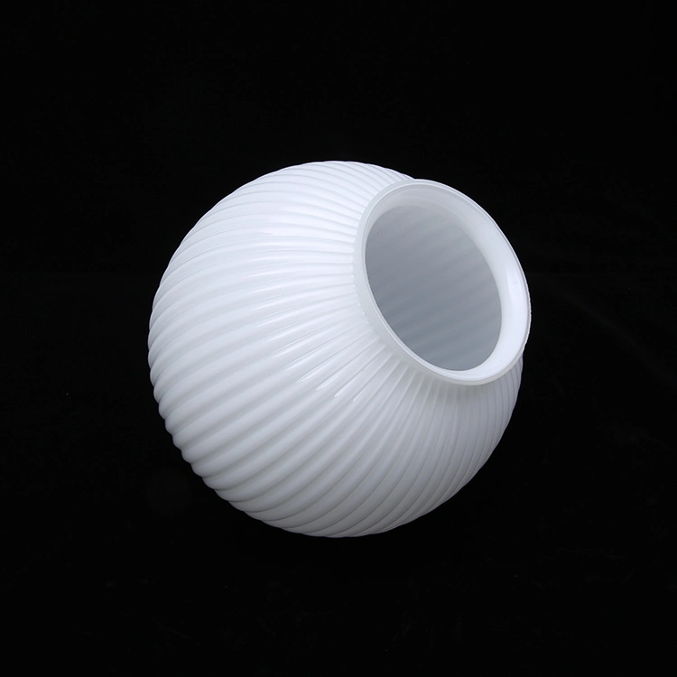 Mouth Blown Cheap Ribbed Glass Sphere Lampshade with Valgus Neck