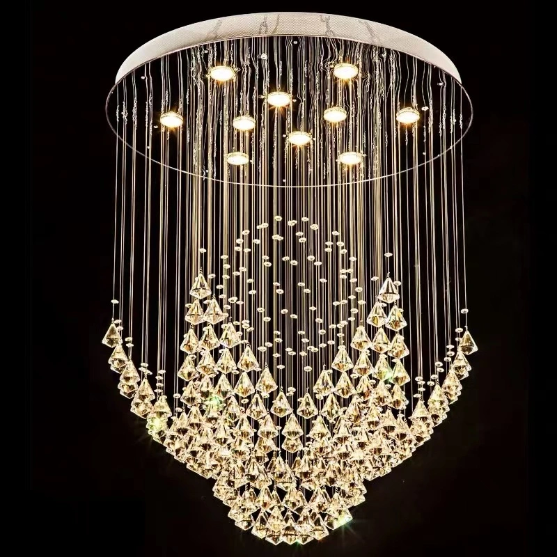 Crystal Chandelier Luxury Spiral Contemporary Raindrop Chandelier Lighting Adjustable Hanging Pendant Ceiling Lighting