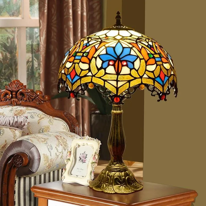Tiffany Table Lamp Grass Lampshade Bedroom Bedside Night Table Lamp (WH-TTB-66)