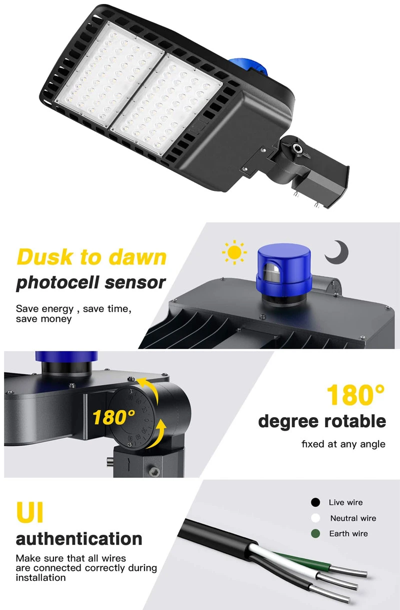 Motion Sensor Dusk to Dawn LED Street Lighting with Remote Control Waterproof for Parking Lot Stadium Garden Pathway