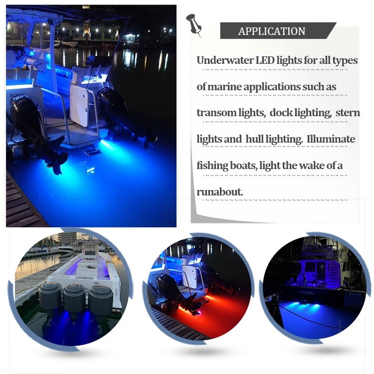 12volt Red Green Blue White RGB 27W Marine Ocean Transom LED Underwater Lighting