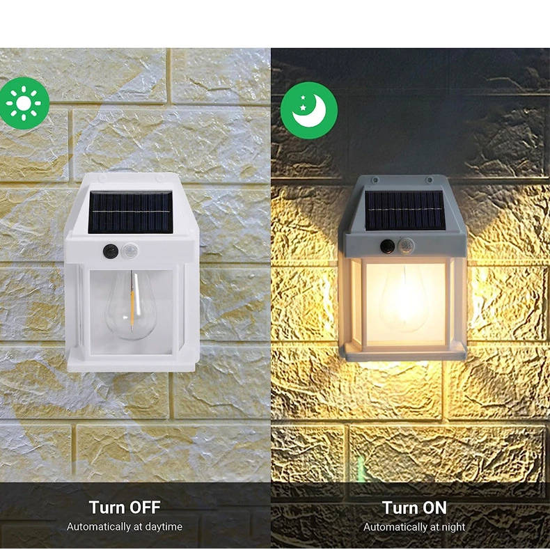 Solar Tungsten Wall Light Wireless Dusk to Dawn Motion Sensor LED Wall Sconce IP65 Waterproofs