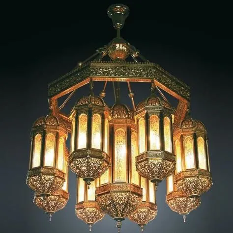 Arabian Chandelier Antique Brass Color Islam Pendant Lighting