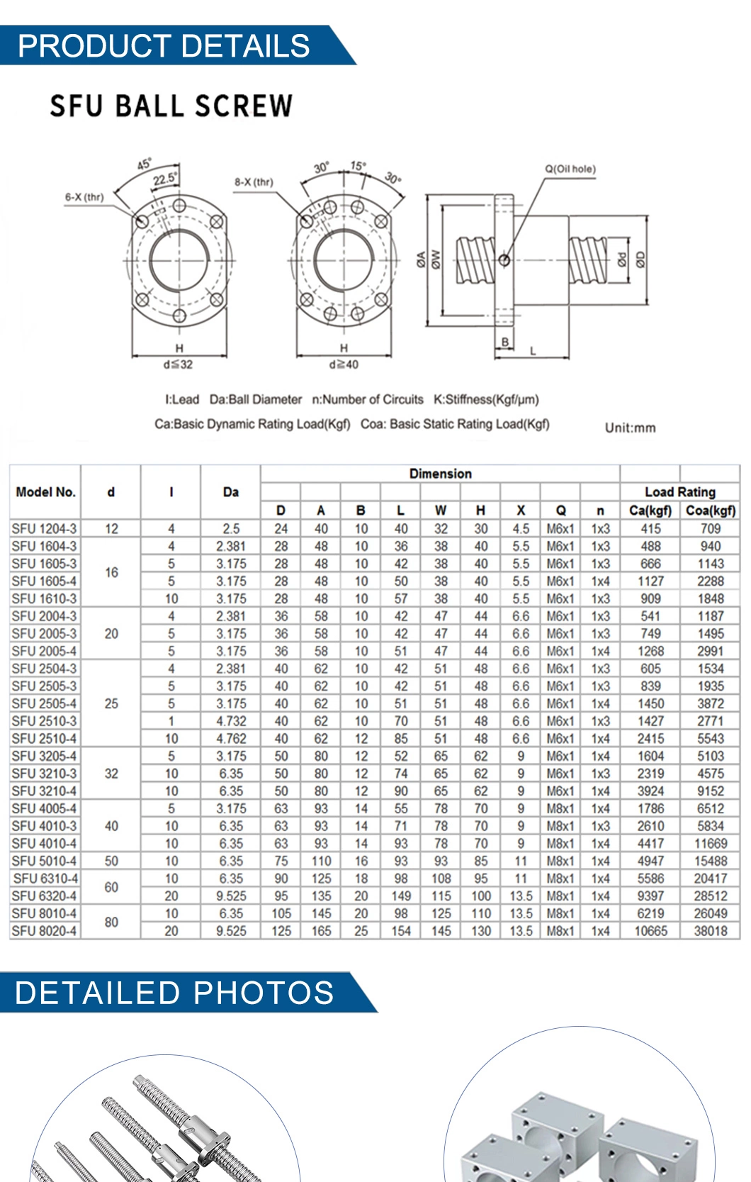 1688 Factory CNC Lead Screw Rotating Nut C7 Precision Ground Ballscrew Sfu Sfnu Dfu Sfs Sfy Sfe Sfi 1204 1605 2505 Rolled Miniature Ball Screw with End Machined