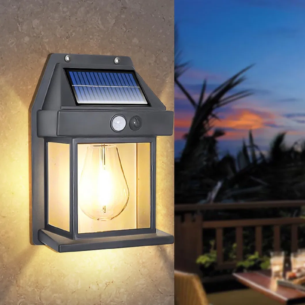 Solar Tungsten Wall Light Wireless Dusk to Dawn Motion Sensor LED Wall Sconce IP65 Waterproofs