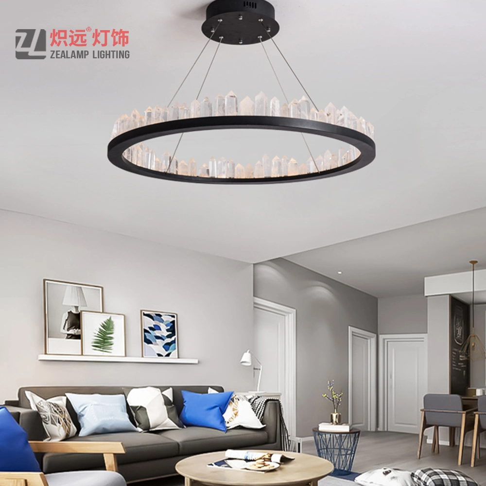 Contemporary Living Room Office Circle Lamp Decorative Crystal Pendant Lighting