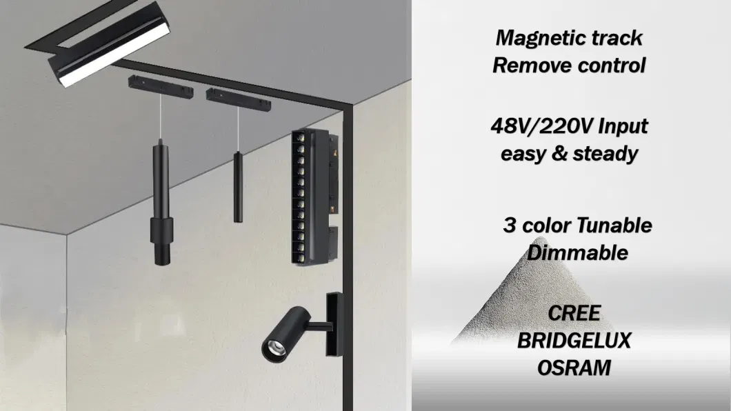High CRI 80 90 95 Dimmable Dali Zoomable Ambient Linear Track Lighting Magnetic for Commercial Use