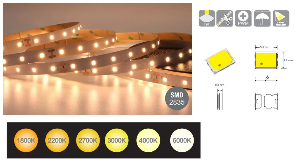 Build in SMD Strip Lighting High Efficiacy 2835SMD LED Strip 210lm/W