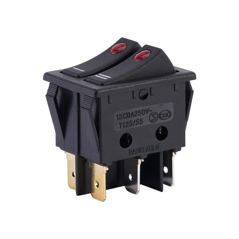 Sc797 Double Pole 15 (3) a 250V Red Green on-off on-on Coffee Machine Rocker Switch