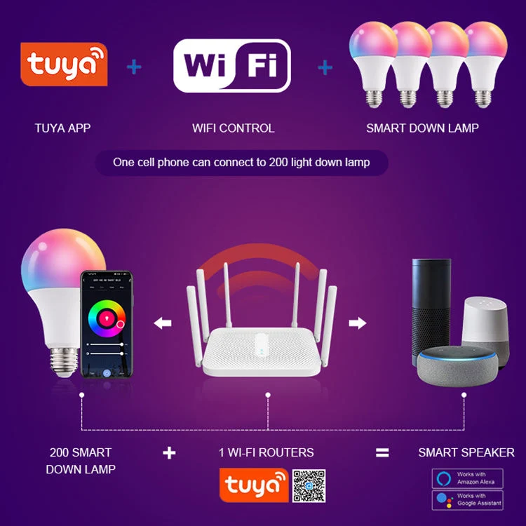 Fxpot New Design WiFi Connect Tuya Smart Bulb Light RGB Dimming B22 E26 E27 10W LED Smart Bulb