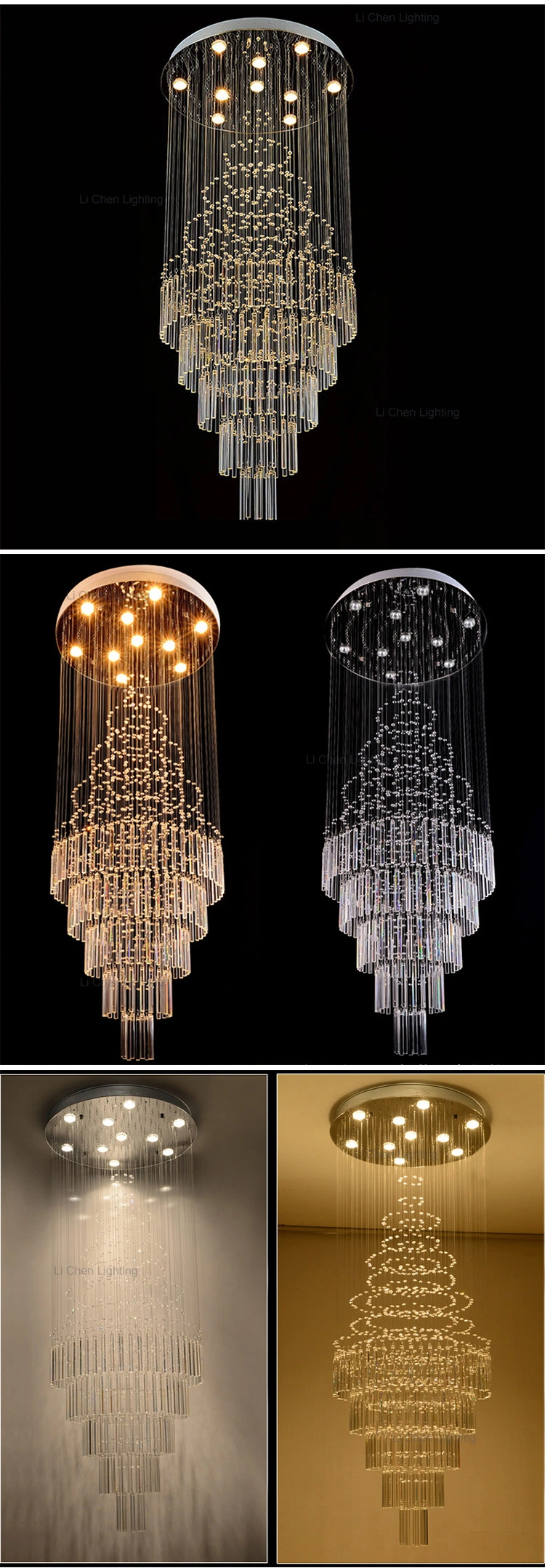 Moooni Modern Crystal Chandelier Lighting Wave Dining Room Ceiling Light Fixture