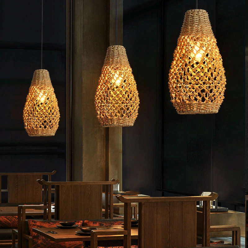 Modern Handmade Wicker Rattan Bamboo Pendant Lamp Ceiling Lighting Chandelier Dining Room Decoration Lamparas Living Room Zhongshan
