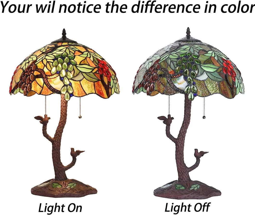 Jlt-1180 Tiffany Stained Glass Table Lamp with Tree Trunk Mosaic Base