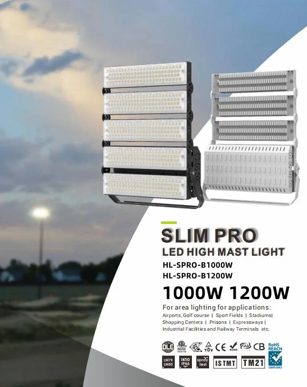 1000W 160lm/W 160000lm Wall Installation Outdoor High Mast Lighting Fixtures