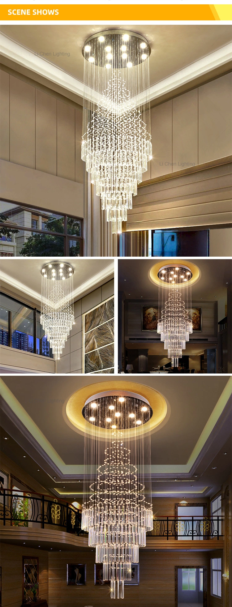 Moooni Modern Crystal Chandelier Lighting Wave Dining Room Ceiling Light Fixture