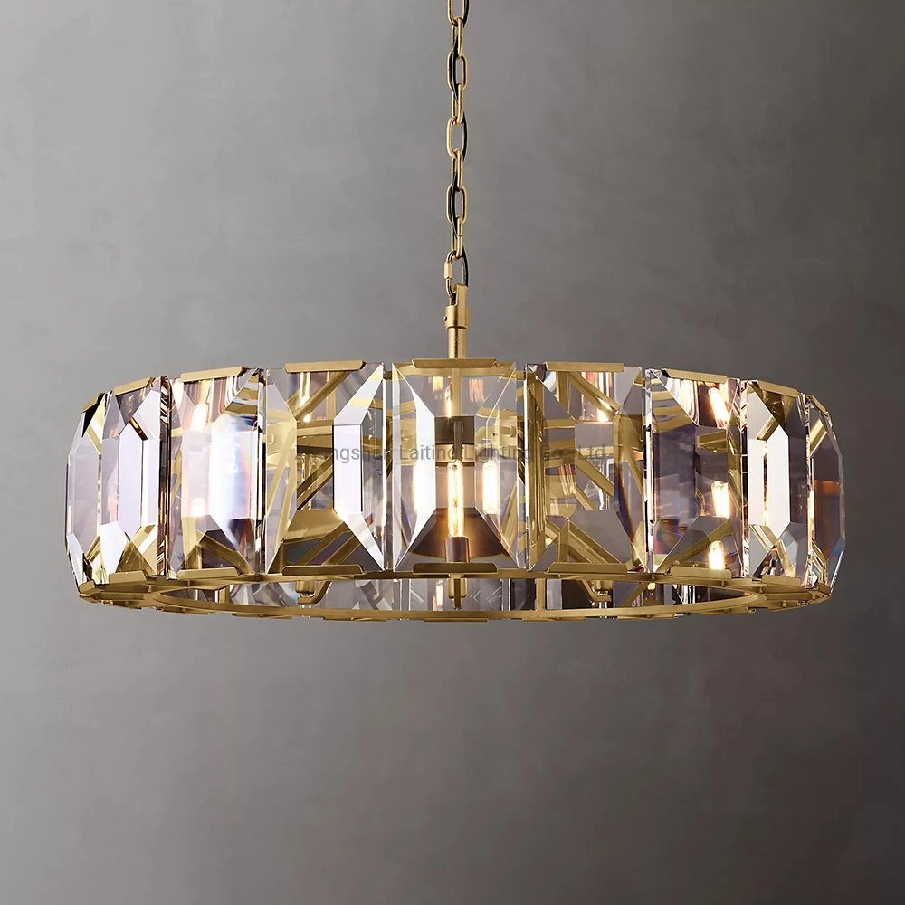 Loft Harlow Crystal Rectangular Chandelier 60&quot; Crystal Prisms Light LED Vintage Restaurant crystal Dining Lighting