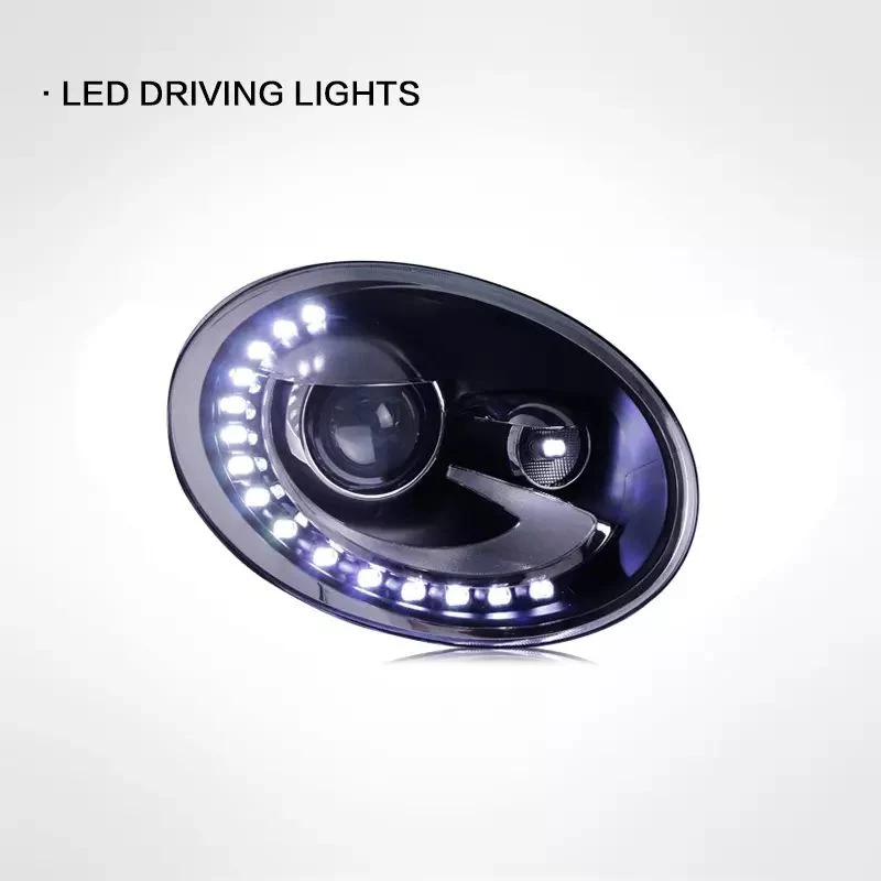 Suitable for 13-18 VW Beetle Headlight Assembly Retrofitting LED Daytime Running Light Bifocal Lens Xenon Headlight Full LED Auto Lamp