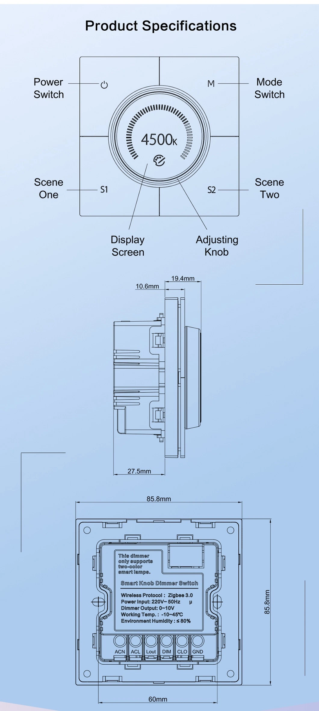 Artdna Zigbee Smart Dimmer Touch Knob Switch