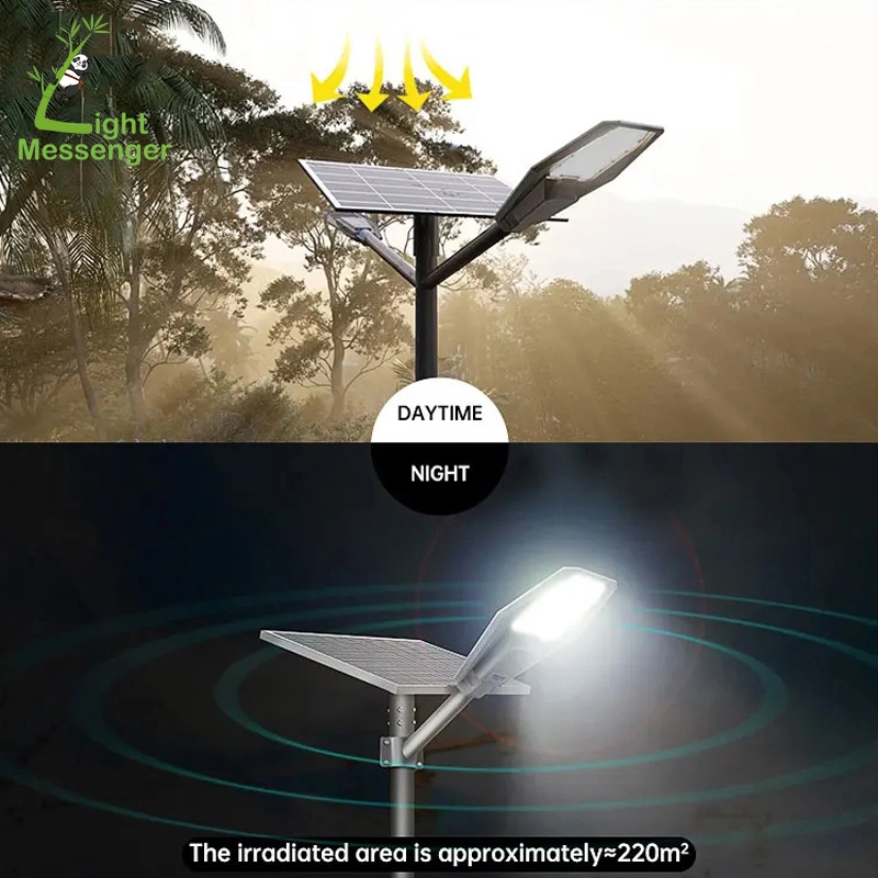 Light Messenger Aluminium Solar LED Street Lighting with Remote Control 200W 300W Waterproof Outdoor Village Urban Split Street Lamparas Lamp Solares with Pole