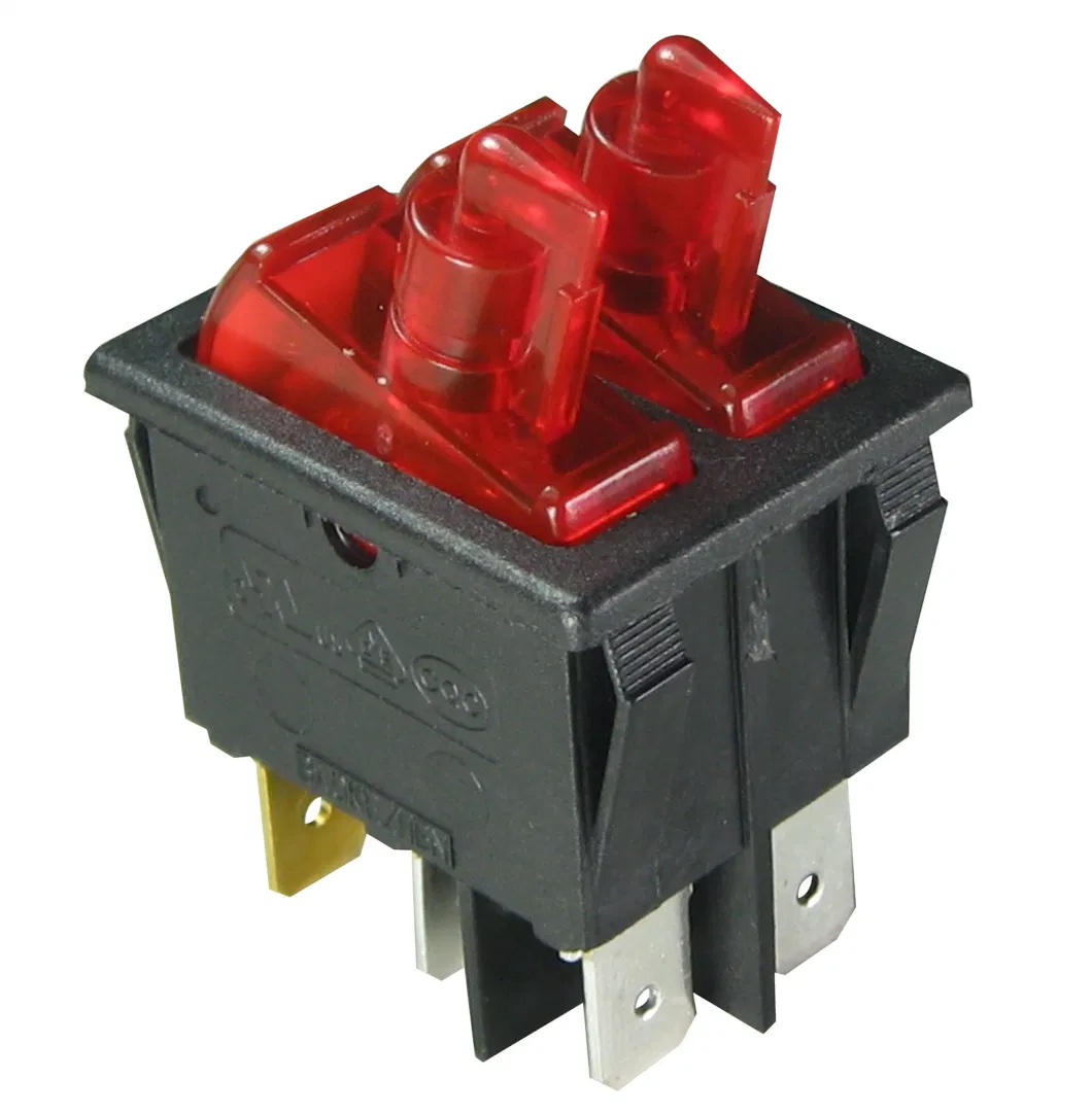 Sc797 Double Pole 15 (3) a 250V Red Green on-off on-on Coffee Machine Rocker Switch