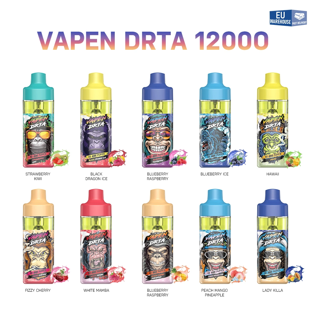 Original Vapen Drta 12000 Plus Airflow Control Disposable Vape Device 12000puffs+ Refilling Rechargeable Electronic Cigarettes Wholesale Vapes Shisha Bar