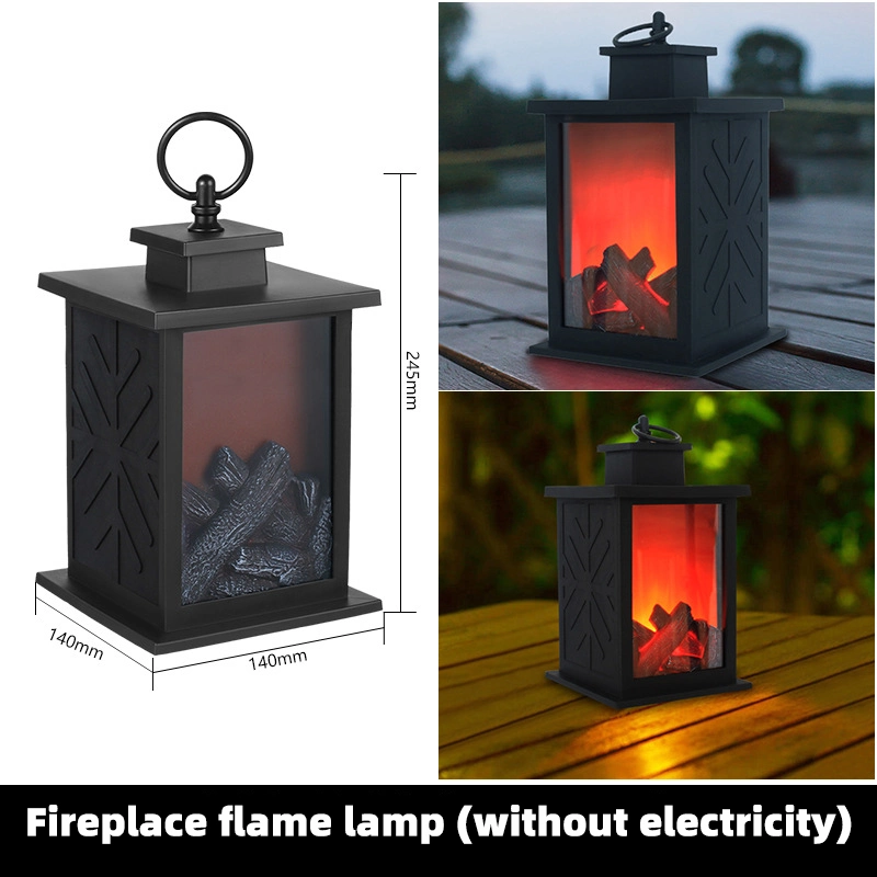 LED Fireplace Lantern Simulation Flame Lamp Night Light USB or Battery Charging for Home Decoration