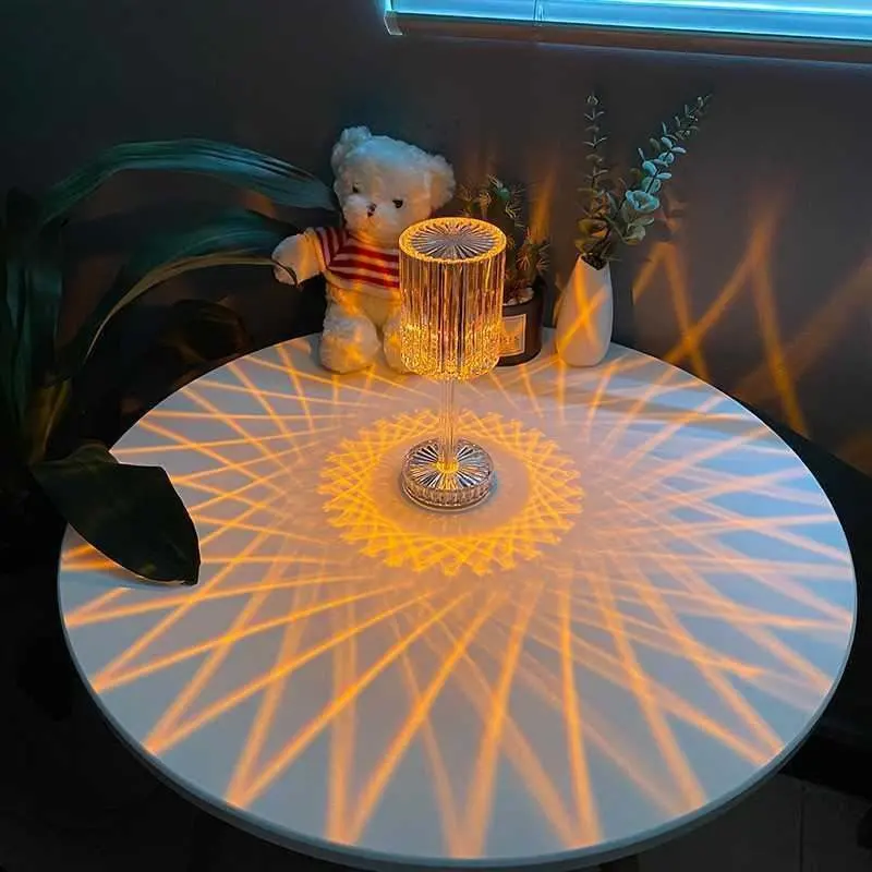 USB Rechargeable Crystal LED Decorative Atmosphere RGB Touch Table Lamp