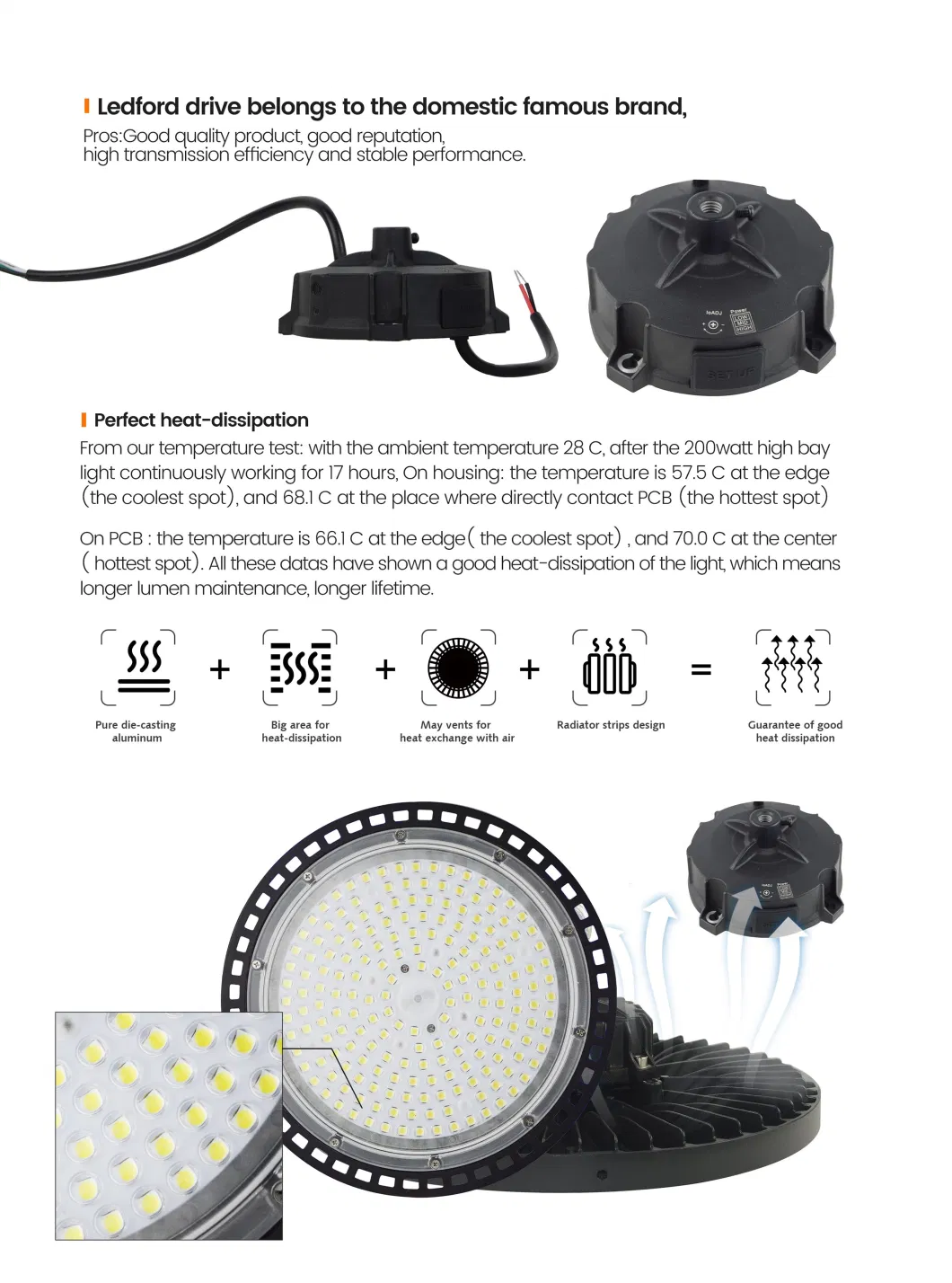 LED Light UFO Industrial 100W 150W 200watt Dob Lighting for Warehouse Industry Shop