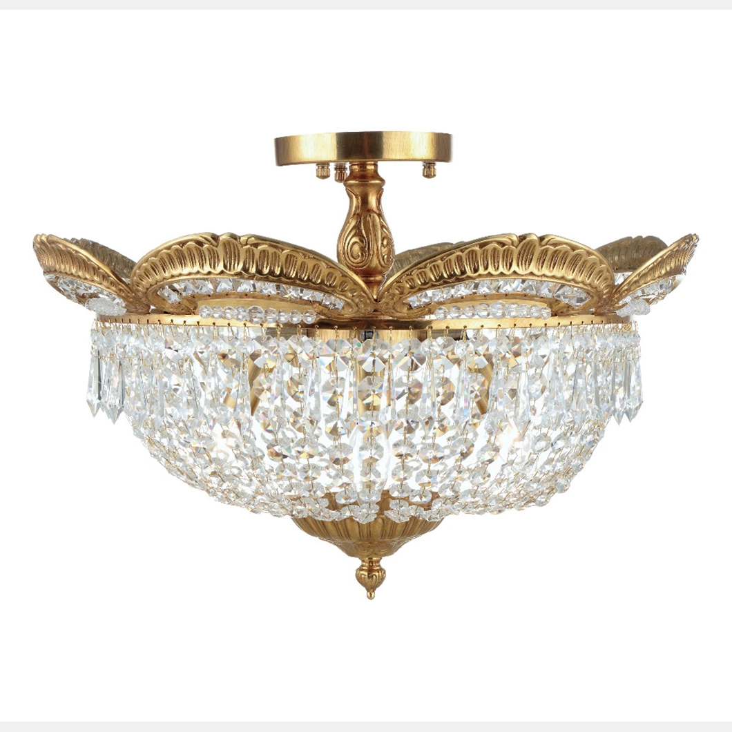 Nice Design European Decorative Classic 4-Light Copper Semi-Flush Mount Ceiling Lights OEM ODM