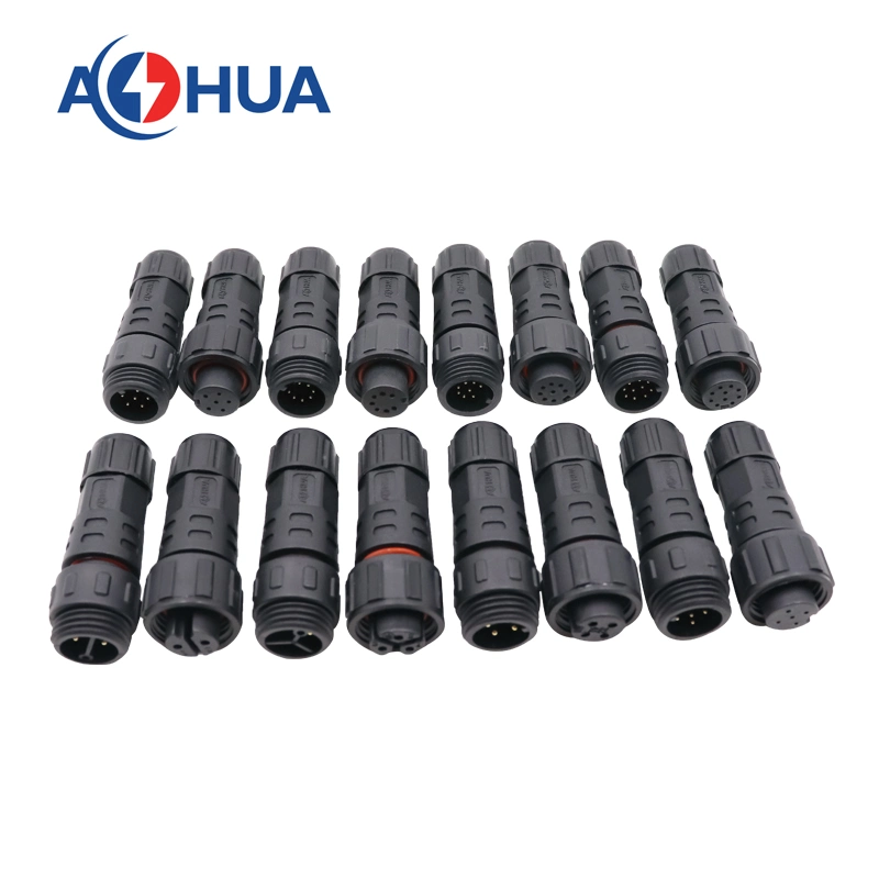 Aohua Hot Sales 3core Power Cord Connetor M16 Field Assembled Waterproof Plug Without Cable 3pin Male to 3pin Female Electrical Wire Plug