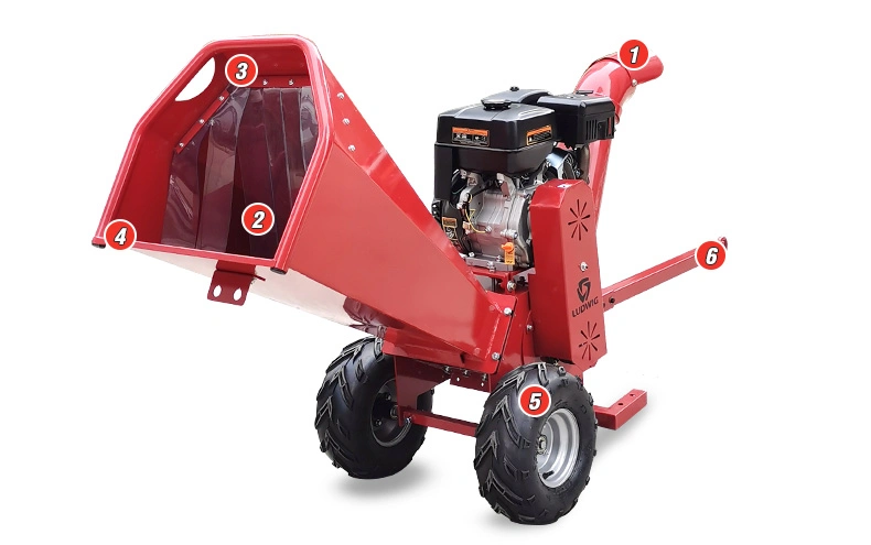 13HP/15HP High Quality Wood Chipper Orchard Shredder Double Outlet