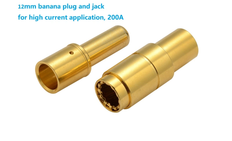 OEM/ODM High Current Power Connector 200A Gold Plating Brass Banana Plug Terminal for Electrical Car Connector Terminal
