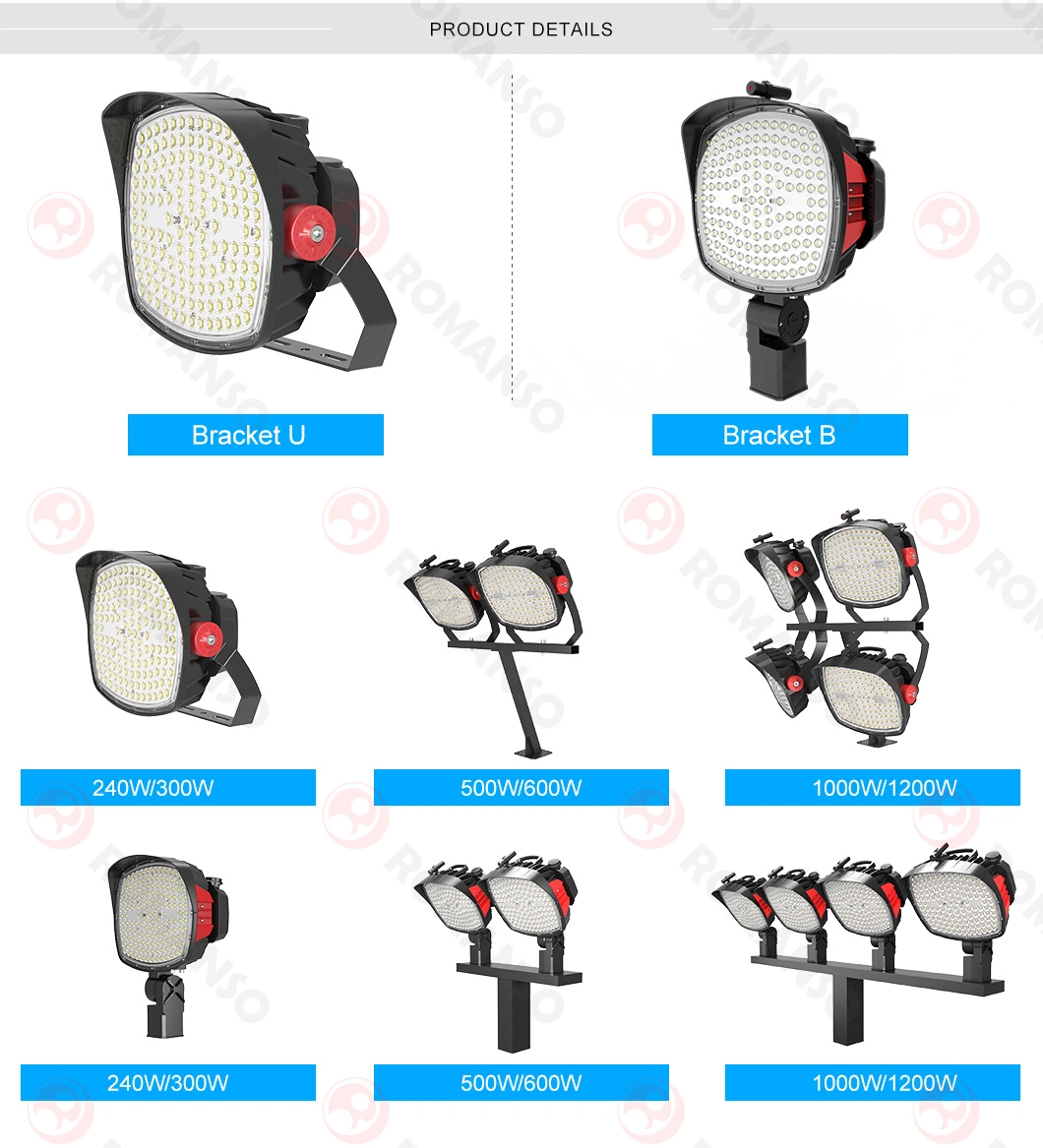 Industrial IP65 Waterproof Outdoor 1200W LED Flood Court Lighting