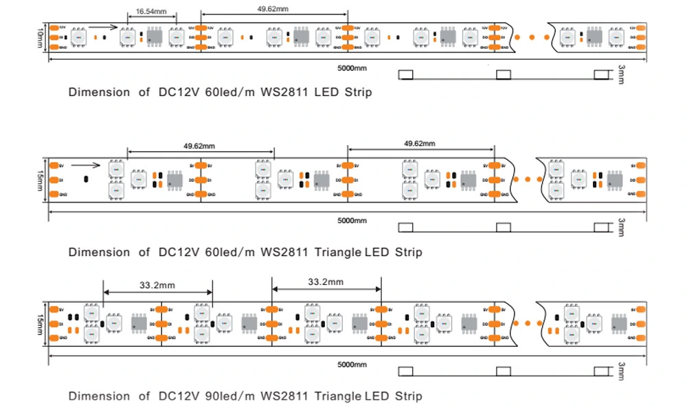 Digital LED Tape Ws2811 RGB 5050 Strip Light IP20 Indoor Bedroom Lighting